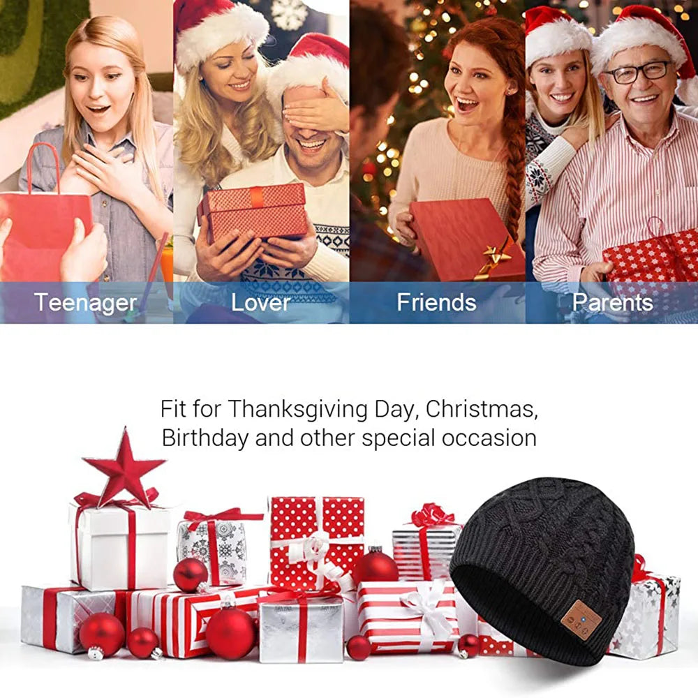 Bluetooth Beanie Hat, Gifts for Men, Women with Wireless Bluetooth 5.0, Winter Hat Built-in Detachable HD Stereo Speakers - Colouronova