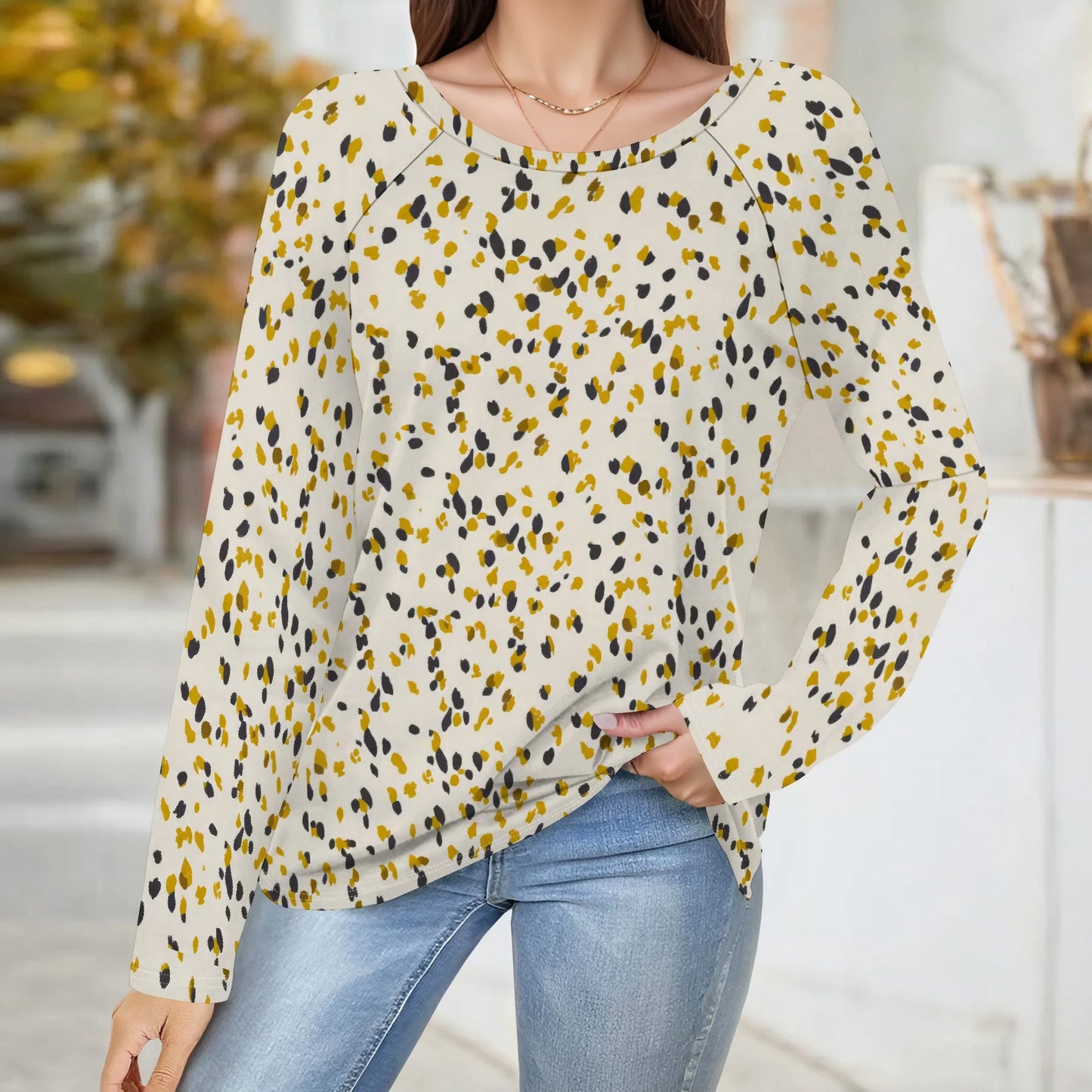 Women's Puff Long Sleeve Tunic Tops Pleated Crew Neck Blouses Dressy Casual Loose Fit Winter and Spring Shirts - Colouronova