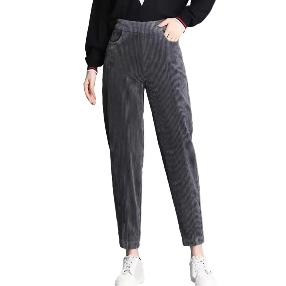 Solid Color Fleece Pants Cozy Stylish Fall/winter Women's Pants High Elastic Waist Plush Fabric Wide Leg Design with for Casual - Colouronova