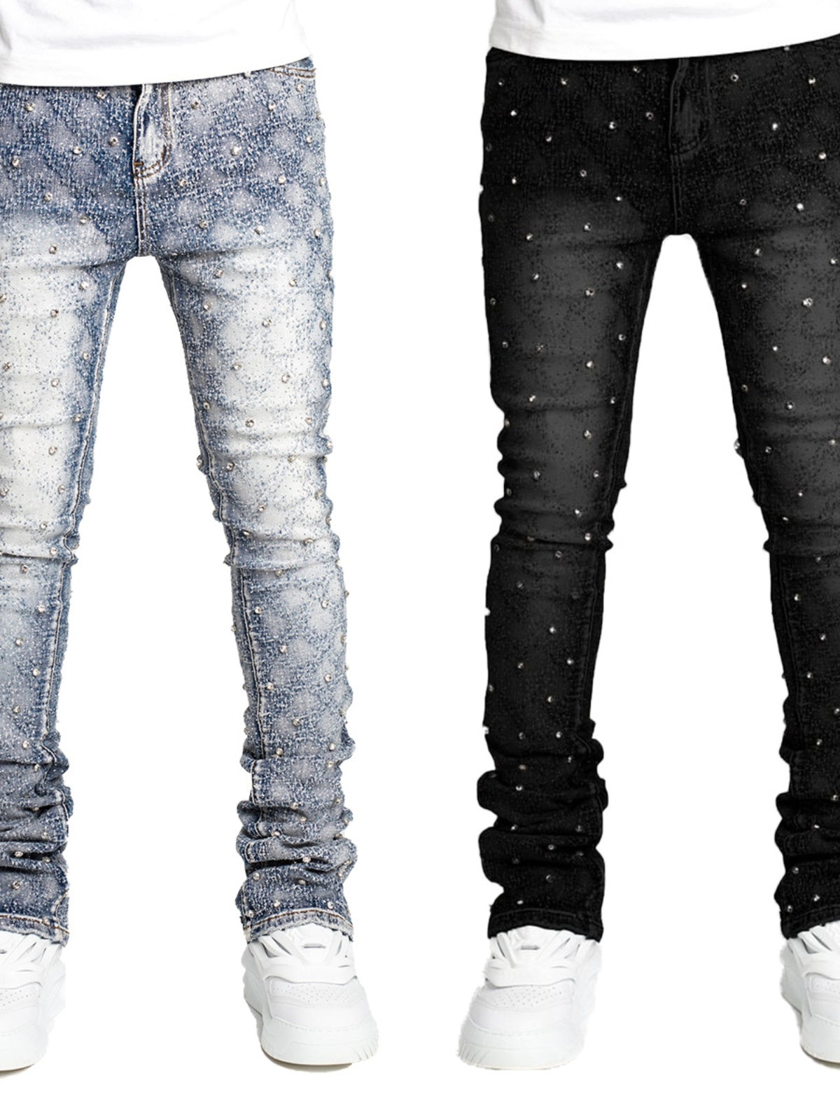 Stretch pearl layered jeans Colouronova