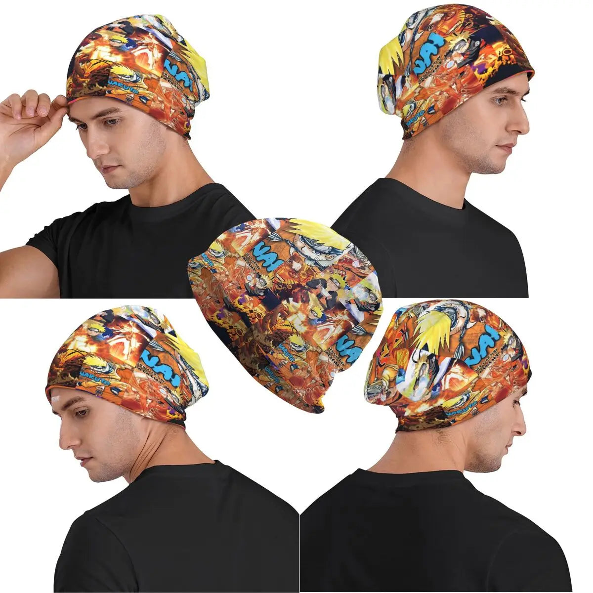Unisex Chemo Beanie Skullies Narutos Anime Uzumaki Cartoon Outfit Fall Winter Warm Bonnet Knitting Hats - Colouronova
