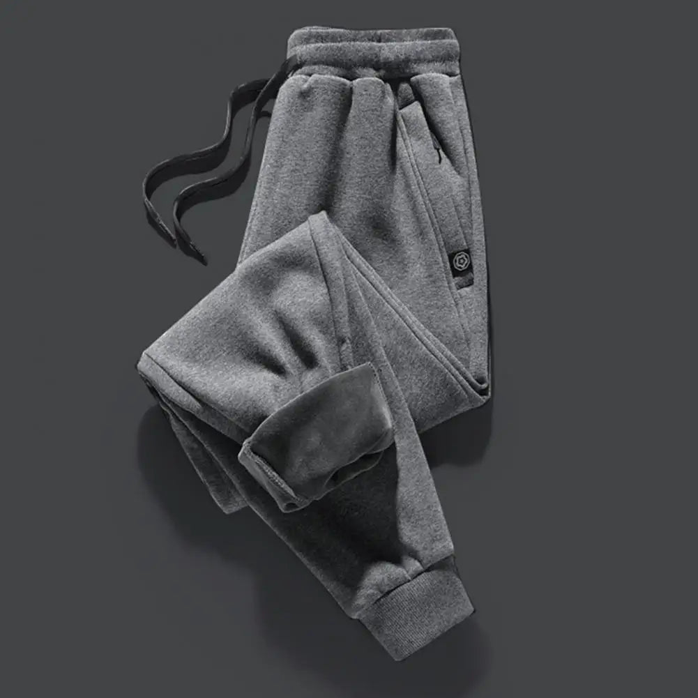 2025 M-3XL Men Winter Pants Elastic Waist Thick Ankle-banded Drawstring Pants Plush Ankle Length Men Sports Jogging Sweatpants - Colouronova