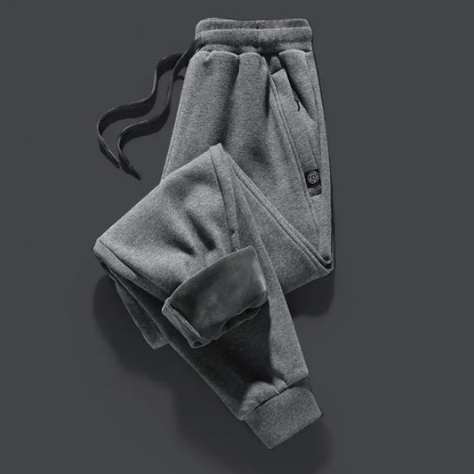 2025 M-3XL Men Winter Pants Elastic Waist Thick Ankle-banded Drawstring Pants Plush Ankle Length Men Sports Jogging Sweatpants - Colouronova