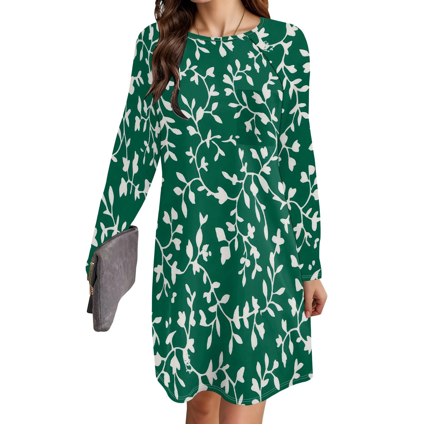 Women's Animal Print Dress Long Sleeve Crew Neck Winter Pullover Casual Loose Comfort Midi Dresses - Colouronova