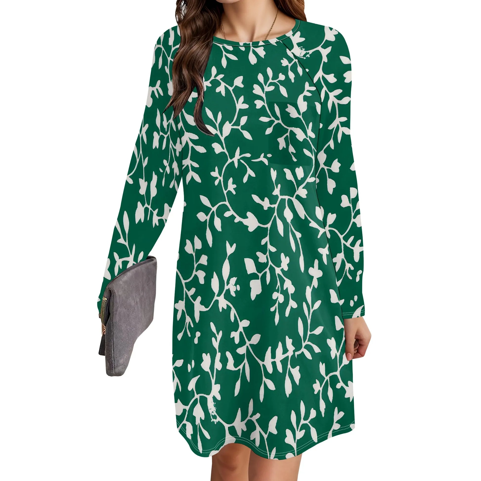 Women's Animal Print Dress Long Sleeve Crew Neck Winter Pullover Casual Loose Comfort Midi Dresses - Colouronova
