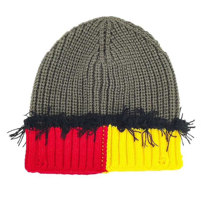Y2K Knitted Beanie Hats Winter Warm Wool Caps With Holes Hip Hop Streetwear Accessories New Color Matching - Colouronova