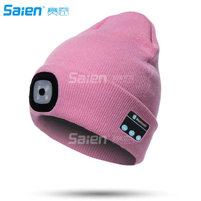 LED Beanie Hat, Built-in Stereo Speakers & Mic, USB Rechargeable LED Lighted Knit Cap, Unisex Christmas Gifts for Men, Women - Colouronova