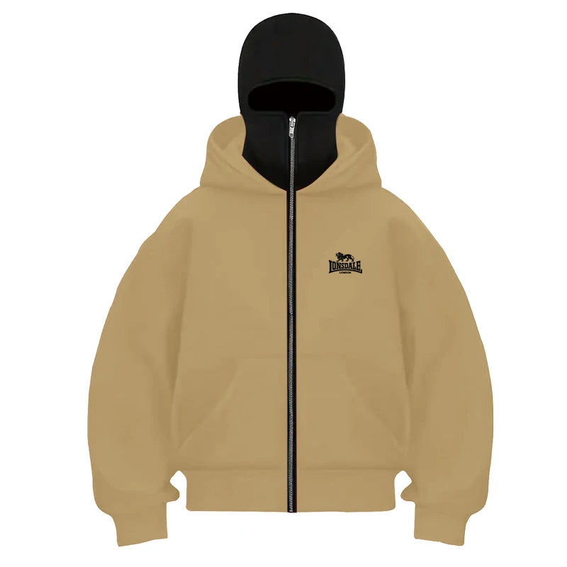 2025 Men's Autumn and Winter Outdoor fitness long-sleeved double-hat hoodie Loose, fashionable and casual zipper cardigan jacket - Colouronova