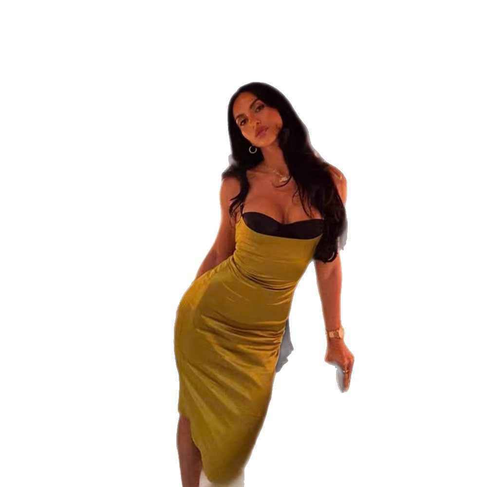Elegant Green Strapless Satin Dress