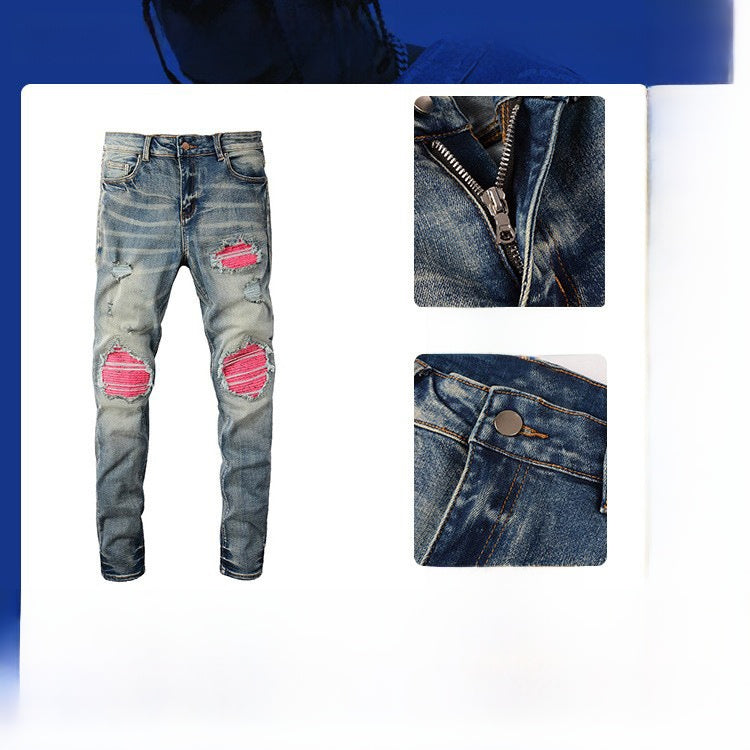 blocked ripped men's jeans Colouronova