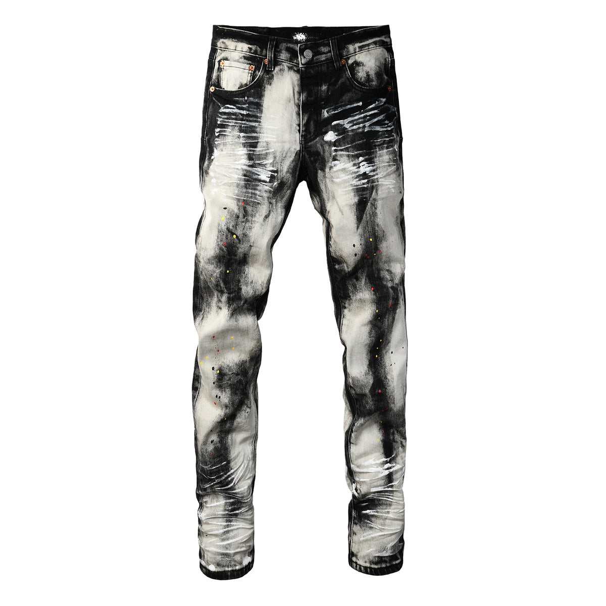 Casual Splashed-Dye Denim Pants Colouronova