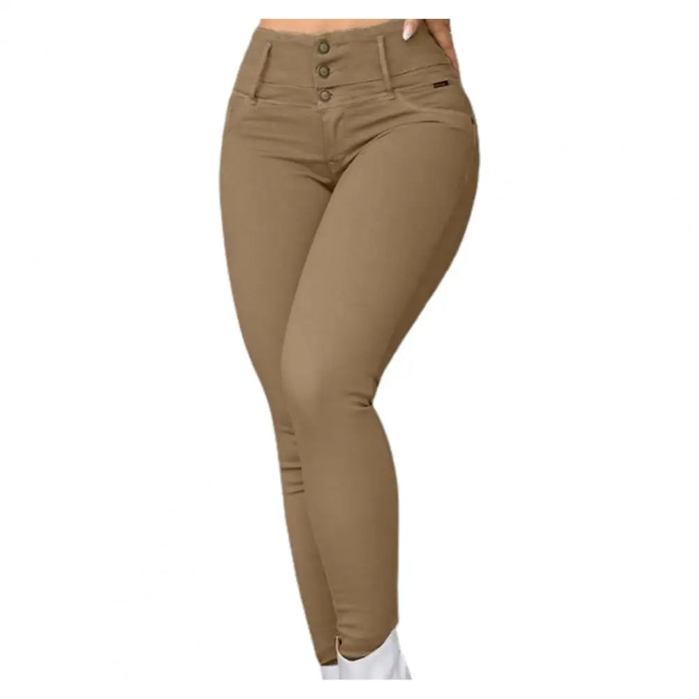 High-waisted Commuter Trousers Stylish Women's High Waist Pencil Pants Slim Fit Breathable Fabric Ankle Length Trousers - Colouronova