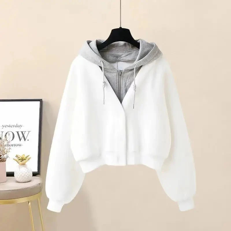 Autumn and Winter Collection with Plush and Thick Long Sleeved Hooded Jacket Work Pants Two-piece Set Women's Pants Set Colouronova