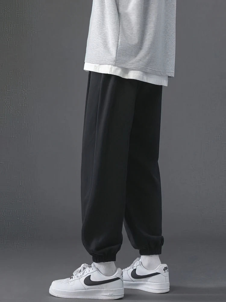 Fall Winter Fleece Thick Sweatpants Men Casual Gray Black Warm Jogger Pants Spring Baggy Wide leg Sport Thermal  Trousers - Colouronova