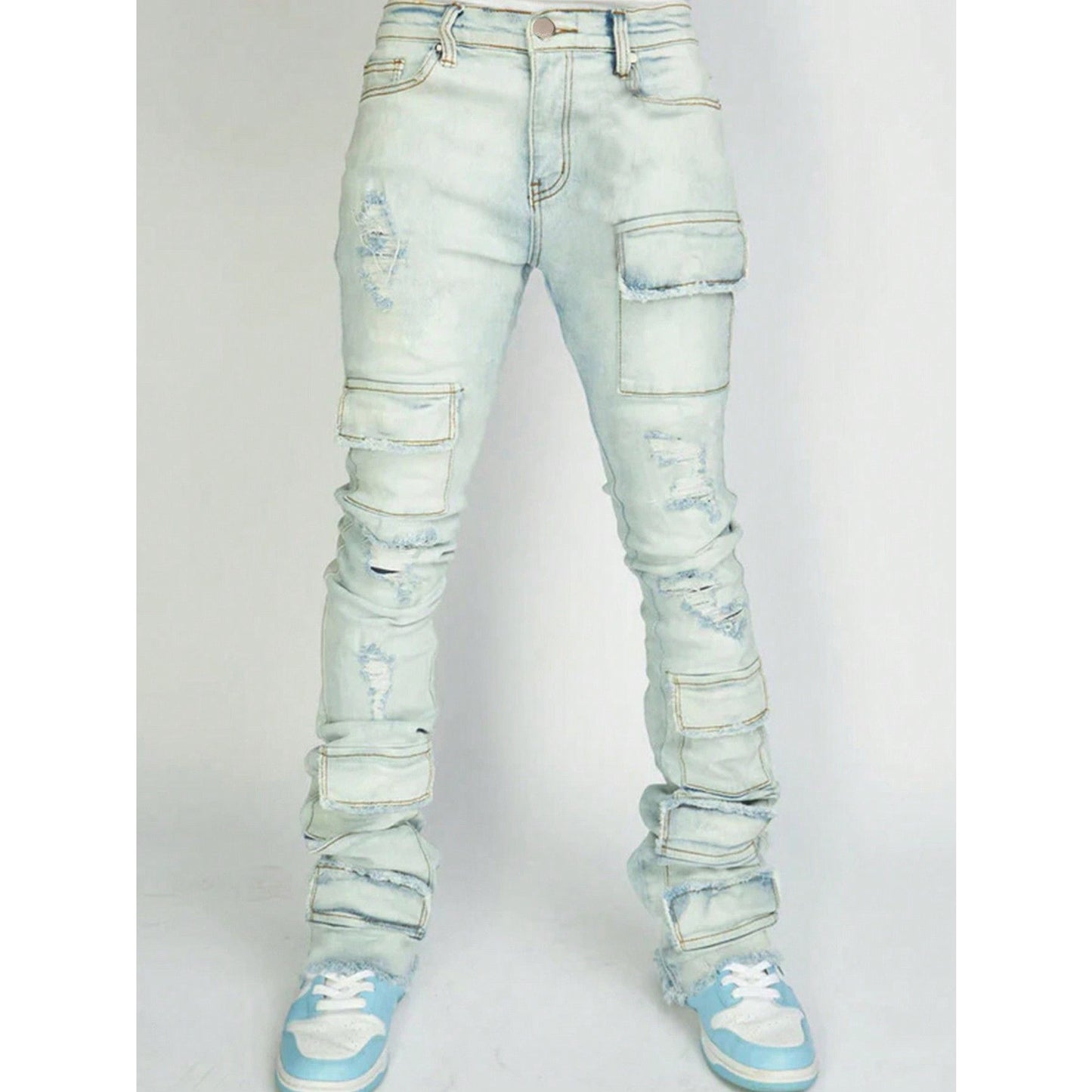 Straight-fit stretch denim pants Colouronova