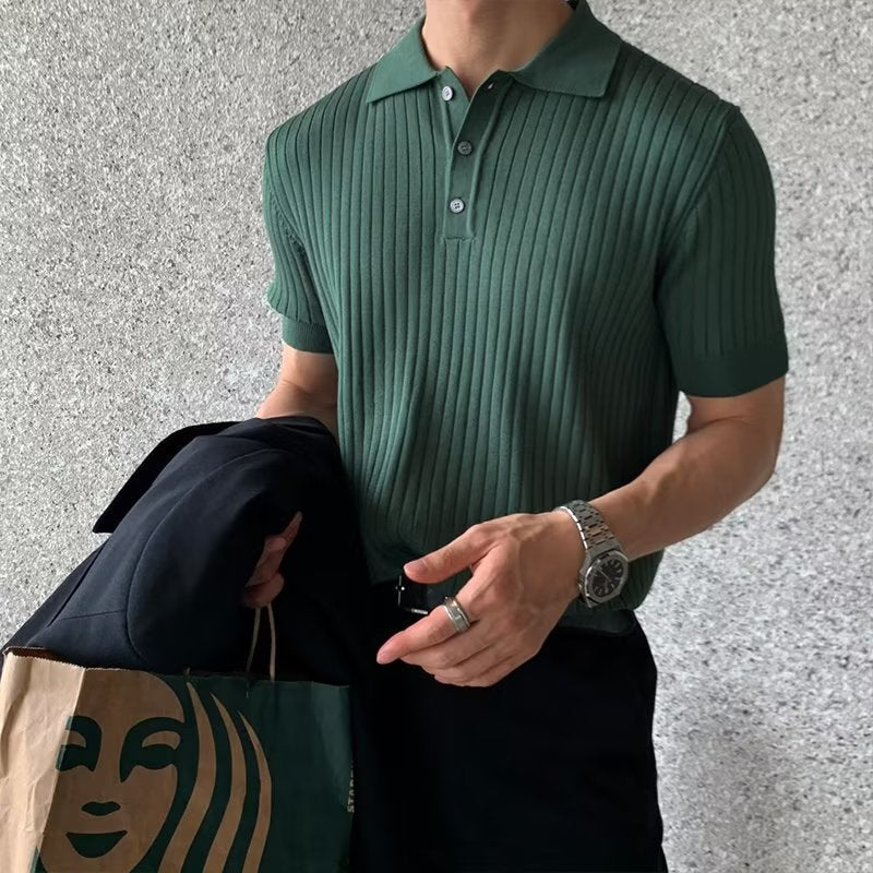 Lapel Polo Knit Sweater Colouronova