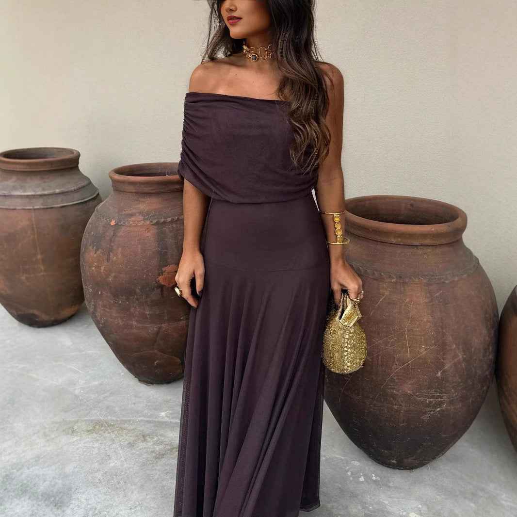 Elegant Mesh Patchwork Slim-Fit Dress