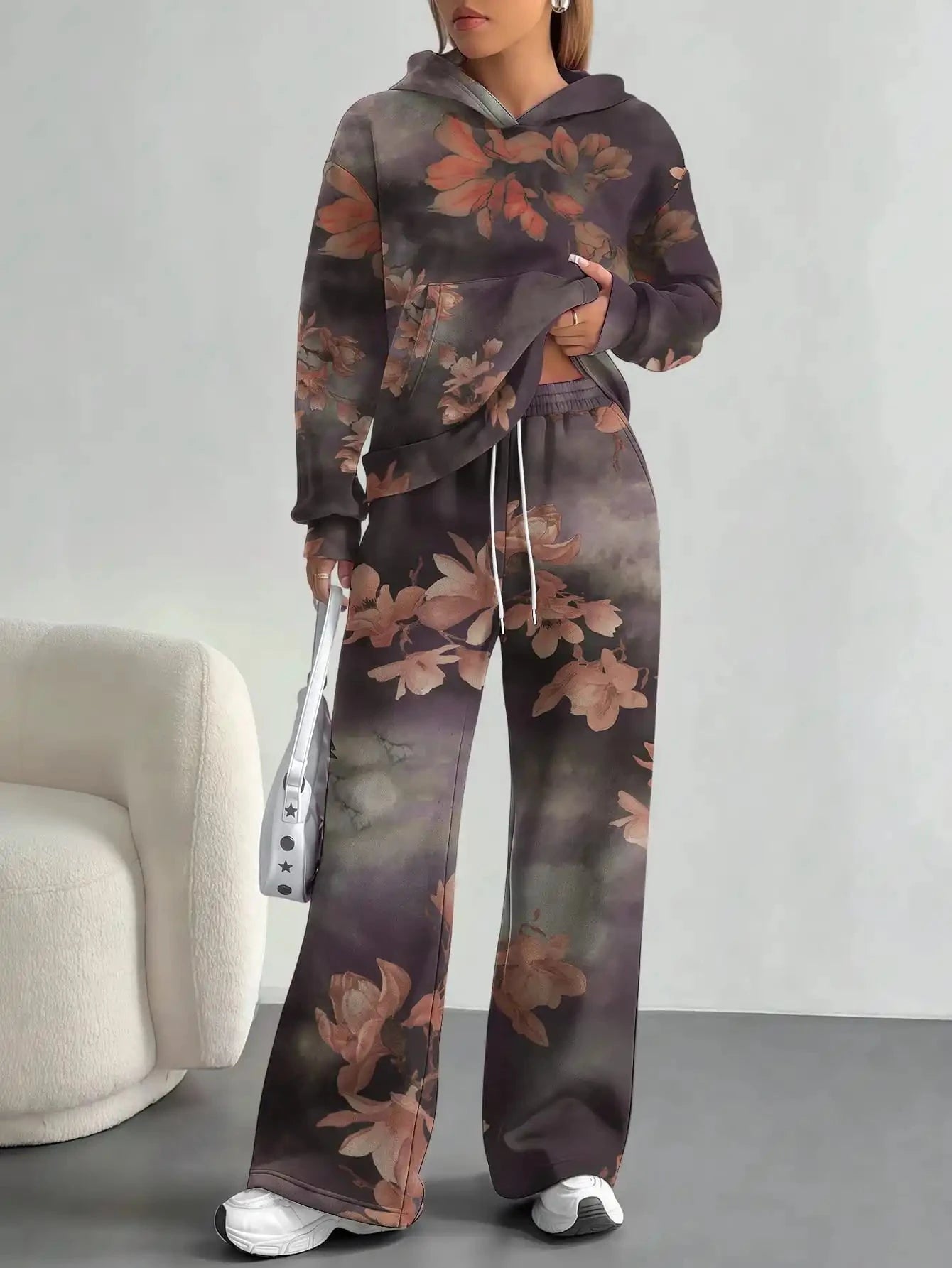 Splicing foreign trade 2025 floral pattern new hot style autumn and winter new fashion casual European and American suits for Colouronova