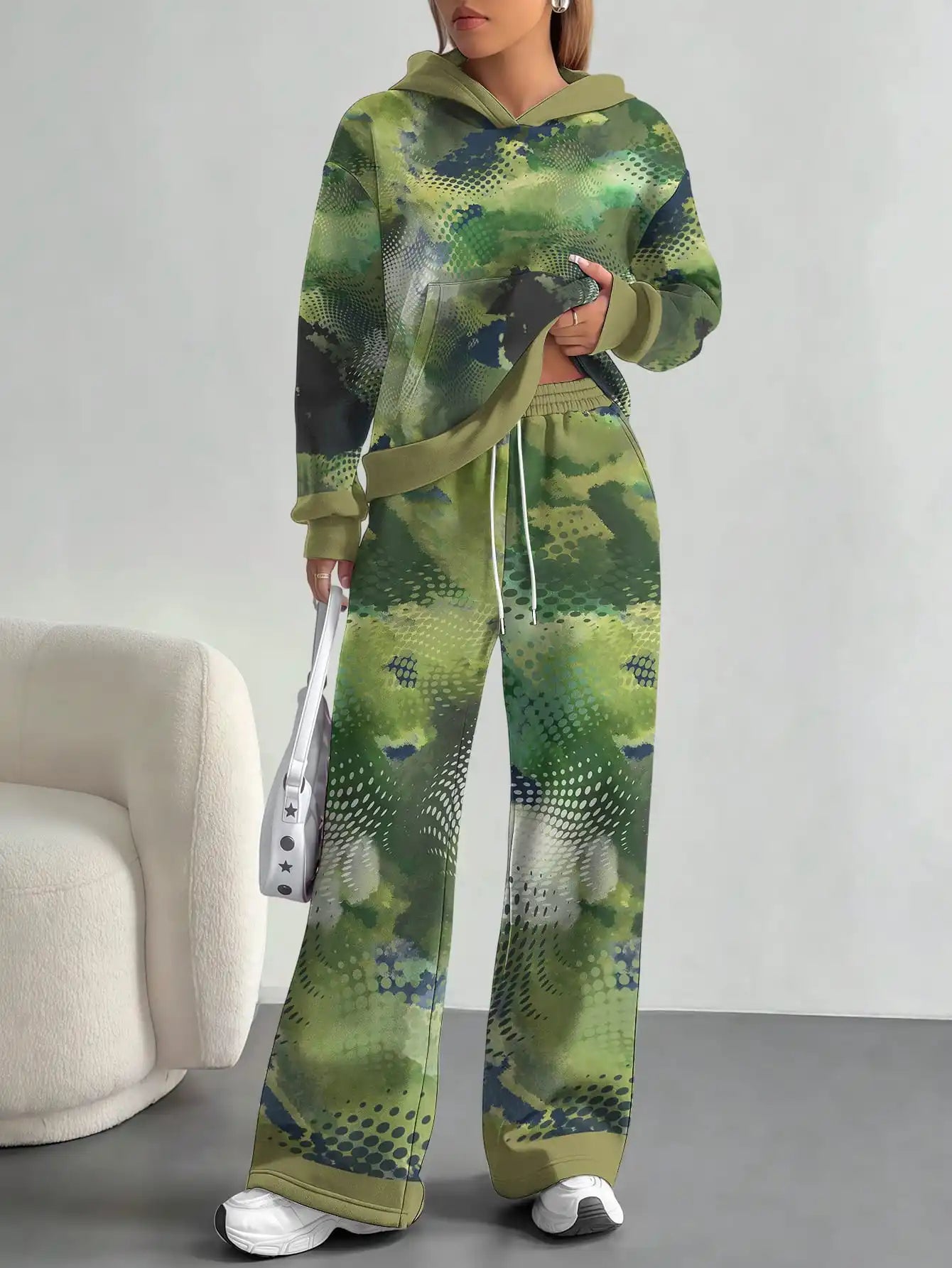 2025 new yellow green camouflage sports style foreign trade comfortable fashion leisure outdoor European and American women's su - Colouronova