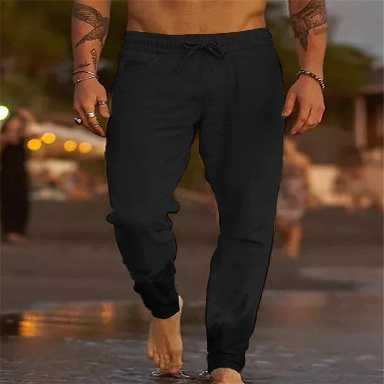 Men's Solid Color Drawstring Casual Pants Colouronova