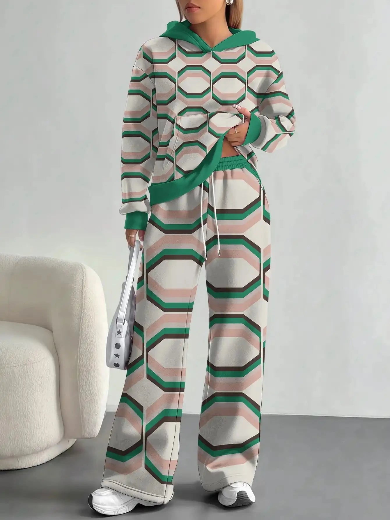 Foreign trade flame splicing printing new hot style 2025 new pink gradient fashion casual European and American women's suit Colouronova