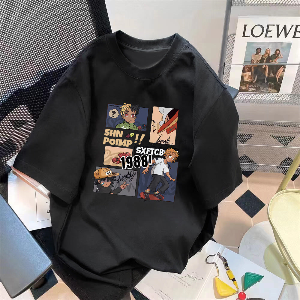 Trendy Summer Bear Print Loose T-Shirt Colouronova