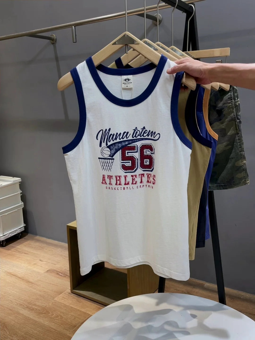 Summer Japan Retro Printed Basketball Loose Sleeveless T-shirt Tank Tops American Vintage Casual 100% Cotton Vest Tees for Men - Colouronova