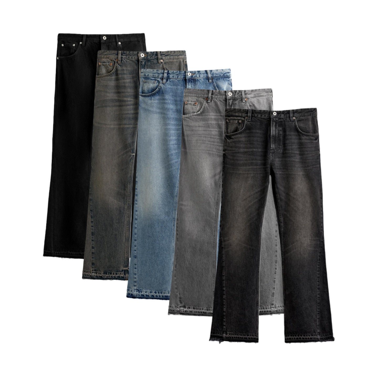 Men's wide-leg washed denim pants with a mid-rise design Colouronova