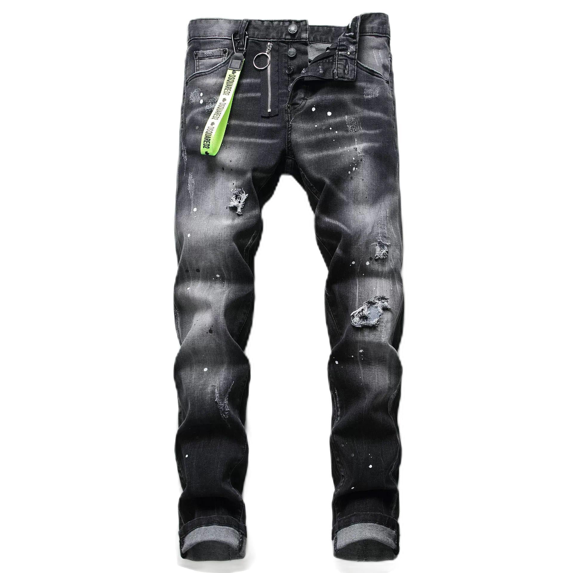 Personality ripped black pants Colouronova