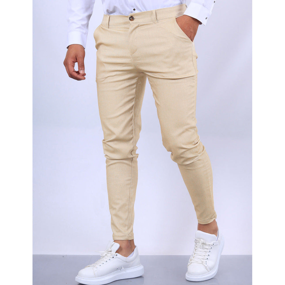 Men's Solid Color Texture Casual Foot Dress Pants Colouronova