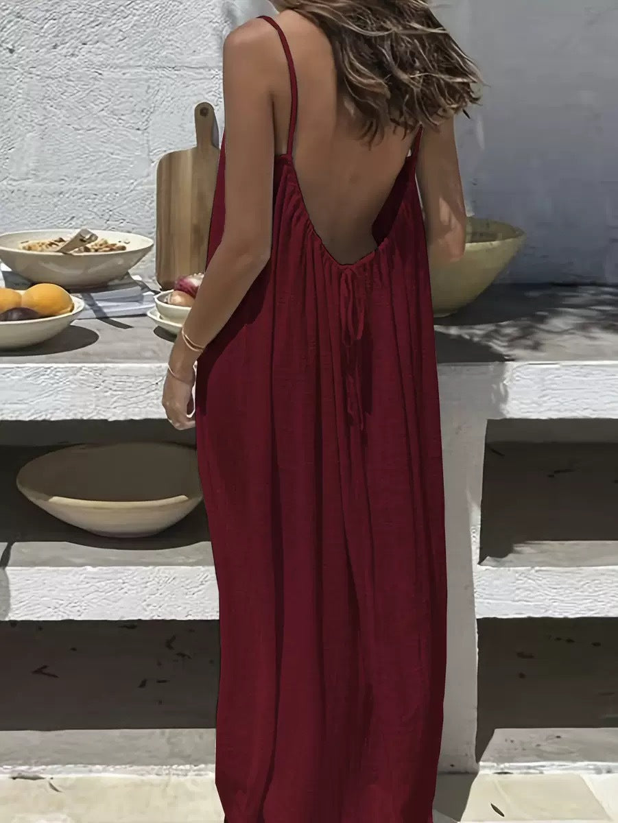 Womens Backless Loose Dress Colouronova
