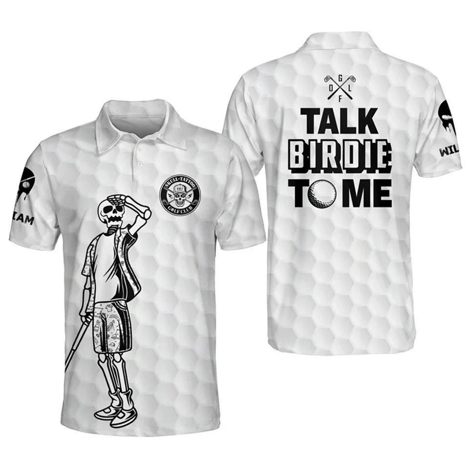 Personalized skull-patterned golf shirt Colouronova