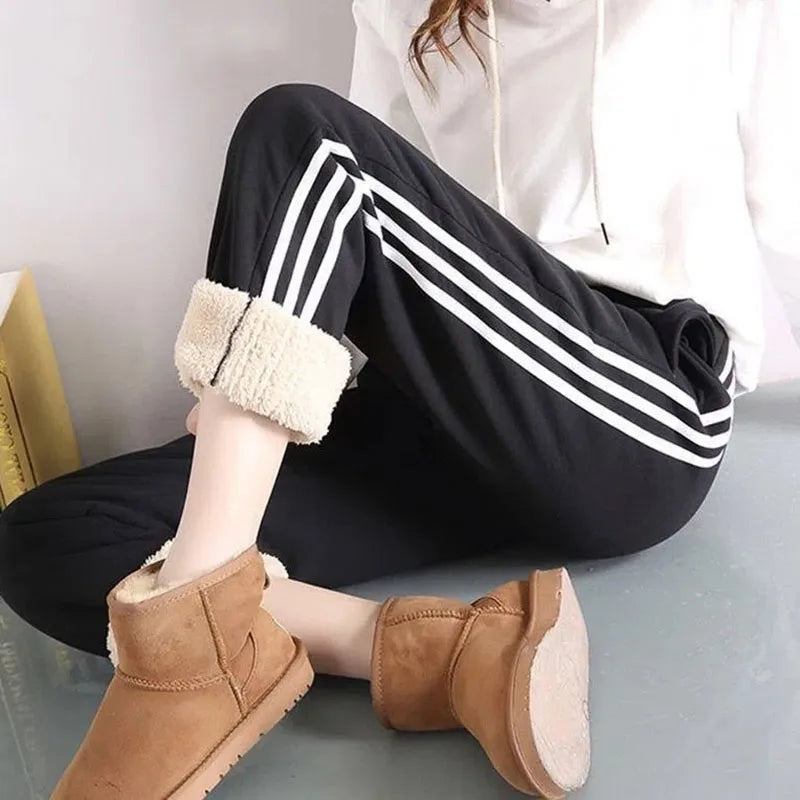 Autumn and winter thermal pants plush thickened cashmere like sweatpants for women's casual thermal pants Harun loose leggings - Colouronova