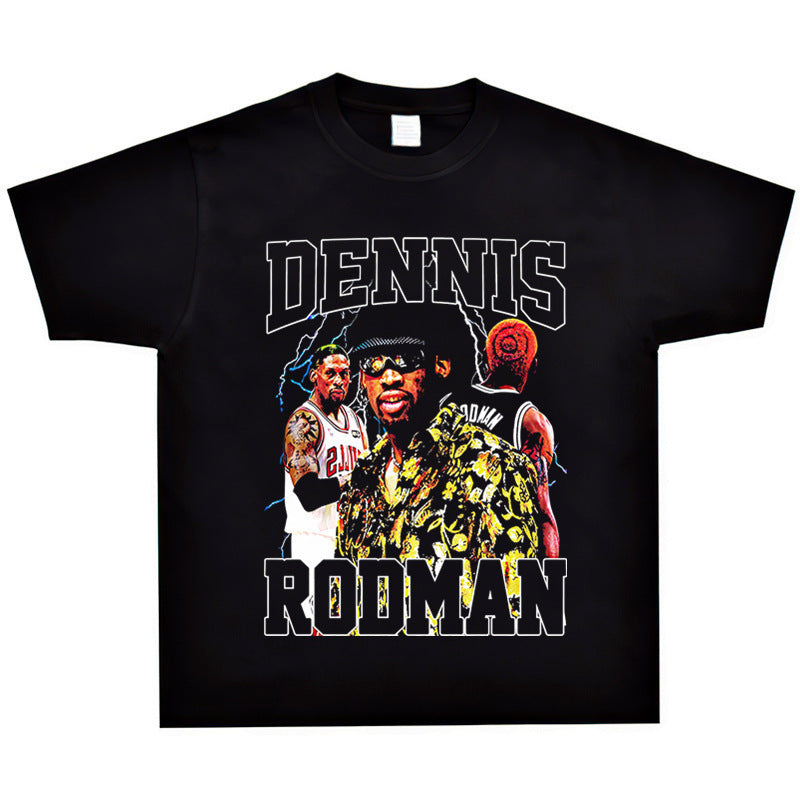 Vintage Basketball Player Print Cotton T-Shirt Colouronova
