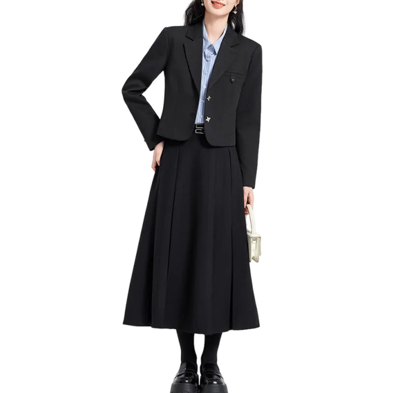 3pcs/set Spring Autumn Women OL Laday Office Uniform Blazer Shirt Skirt Outfits Suits Set - Colouronova