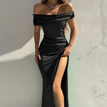 Sleeveless One-Line Collar Knitted Dress Colouronova