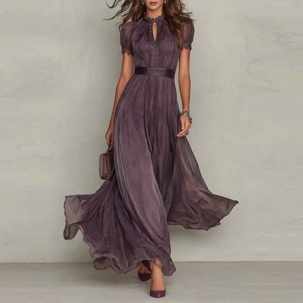 V-Neck Ruffle Flared Dress