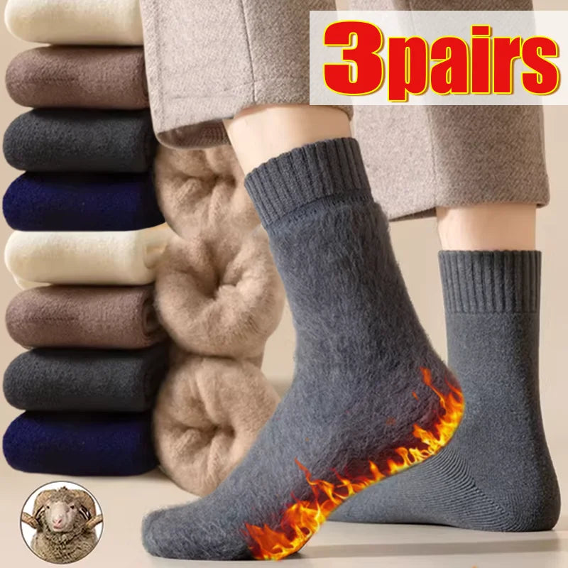1/3Pairs Super Thick Warm Socks Soft Men High Tube Long Socks Solid Color Sock Against Cold Snow Comfortable Winter Essentials - Colouronova