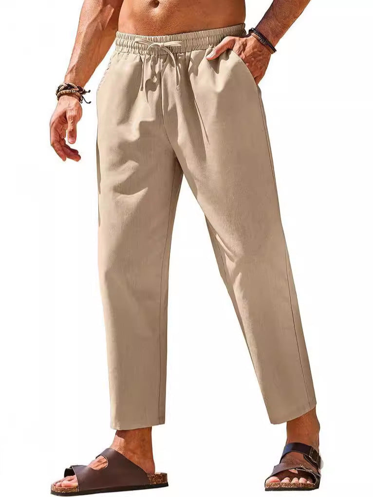 Men's Linen Drawstring Casual Pants Colouronova