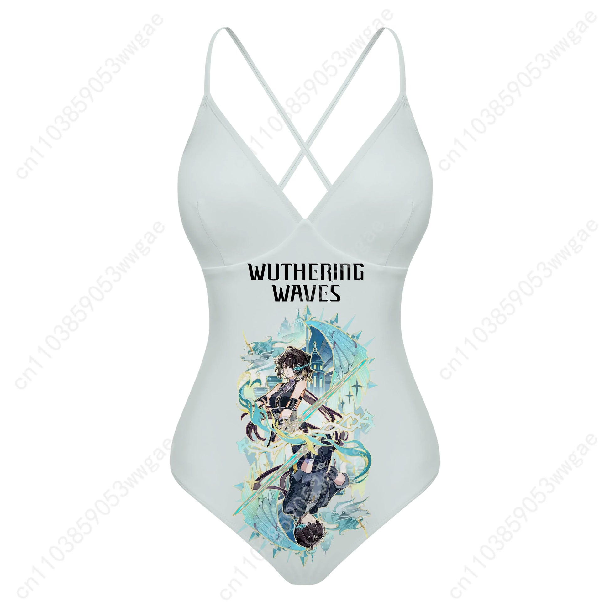 Wuthering Waves V-neck Halter Back Swimsuits Womens Bathing Suits Personalized Bikini Beach Sexy Swimwear Customized Beachwear - Colouronova