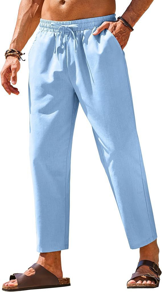 Men's Linen Drawstring Casual Pants Colouronova