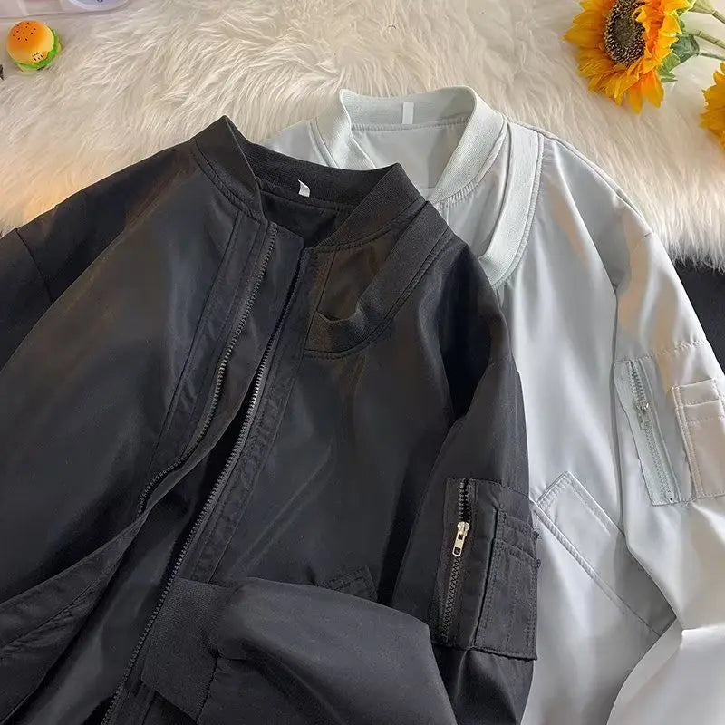 Autumn Men's Lightweight Windproof Bomber Jacket Outdoor Spring Windbreaker Zipper Unisex Jacket Handsome Loose Baseball Jacket - Colouronova