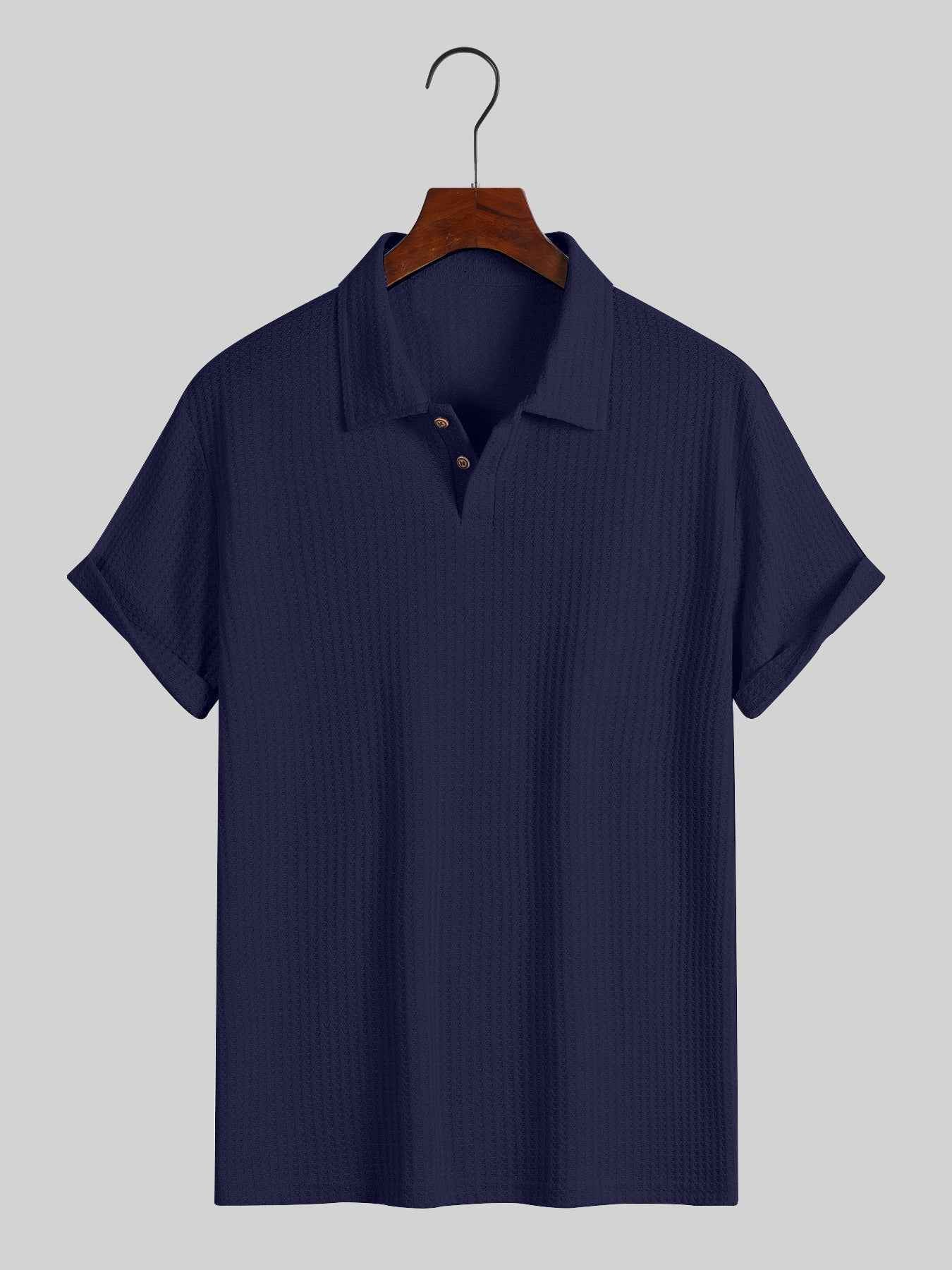 Men's top lapel diamond-patterned knitted polo cedar