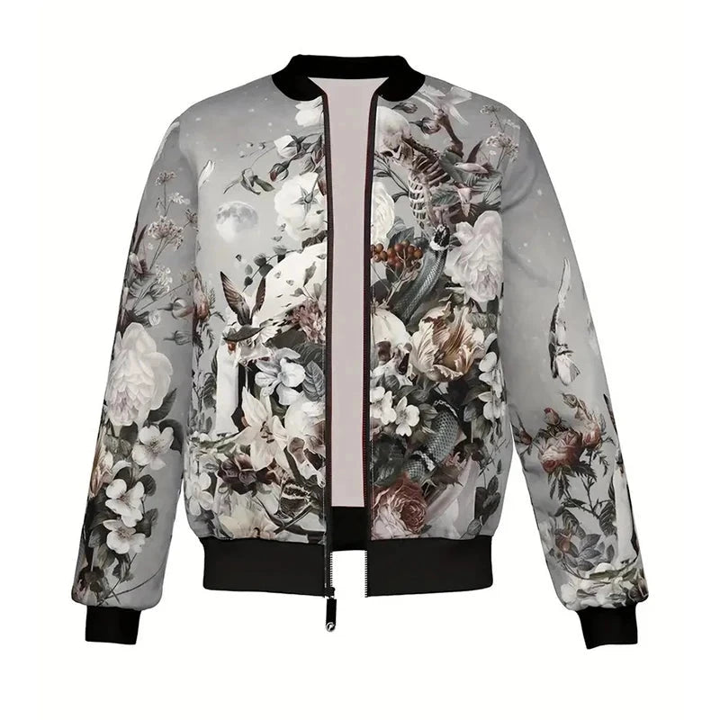 Retro Colorful Flower Jacket Men's Clothing Streetwear Graffiti Long Sleeve Jackets Harajuku Trend Autumn Casual Zipper Coat Colouronova