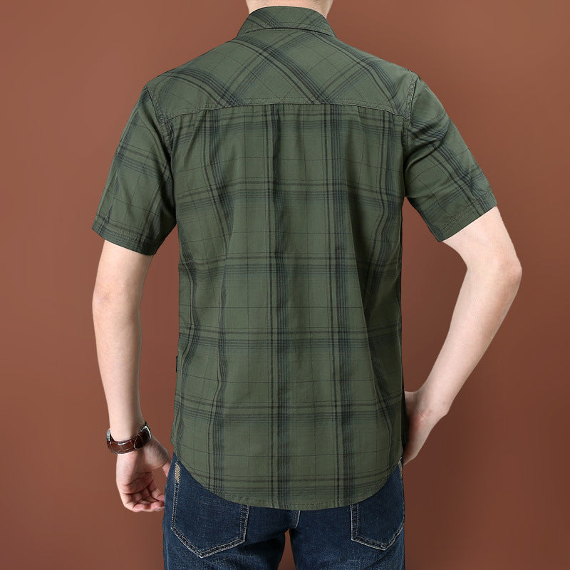 Men's Plaid Short Sleeve Cotton Shirt Colouronova