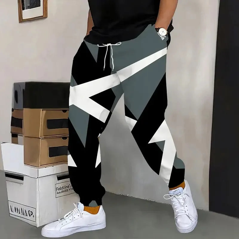 Men's Loose Pocket Draw Rope Sports Sweatpants Winter New Thick Warm Men's Sweatpants Fashion Color Skull Printed Sweatpants - Colouronova