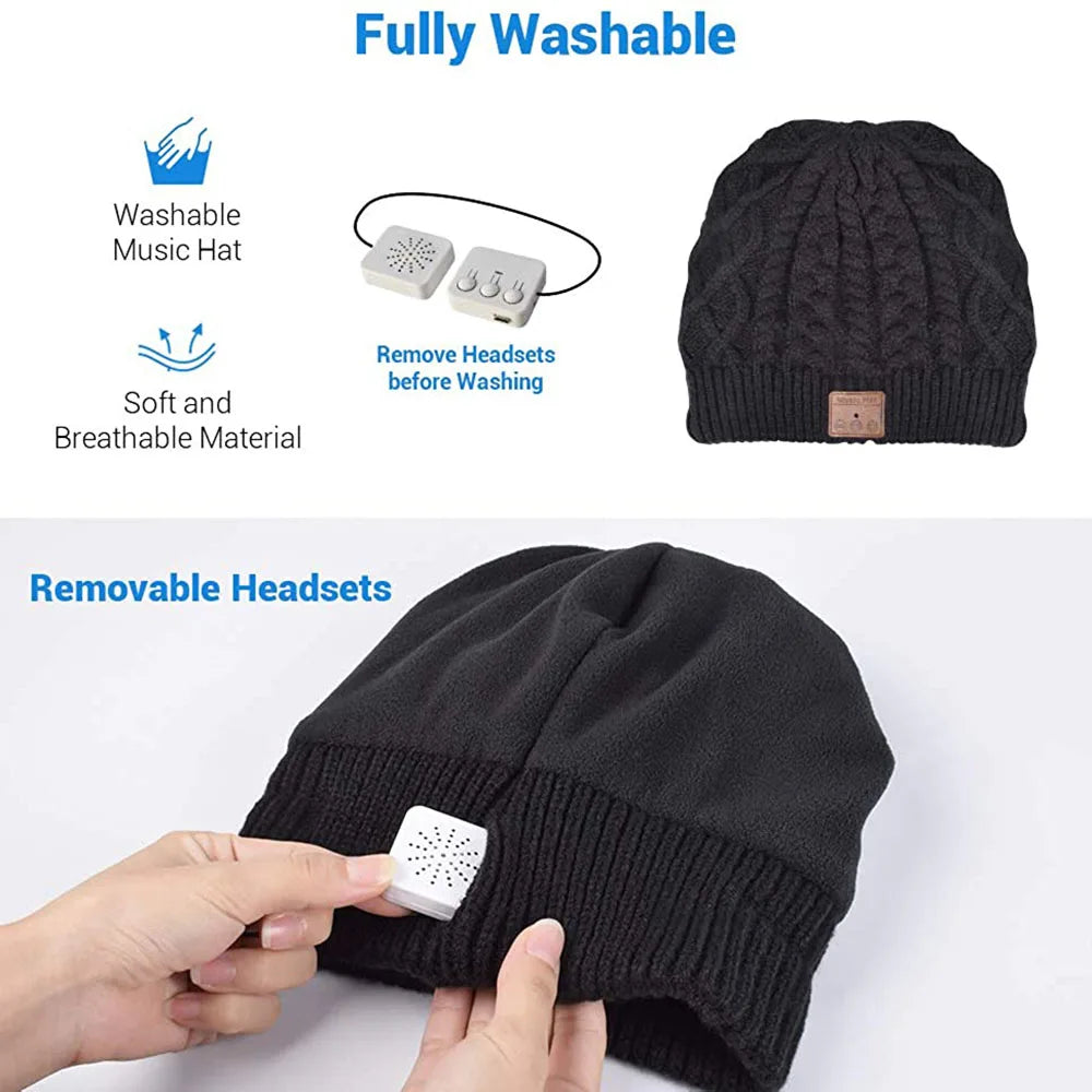 Bluetooth Beanie Hat, Gifts for Men, Women with Wireless Bluetooth 5.0, Winter Hat Built-in Detachable HD Stereo Speakers - Colouronova