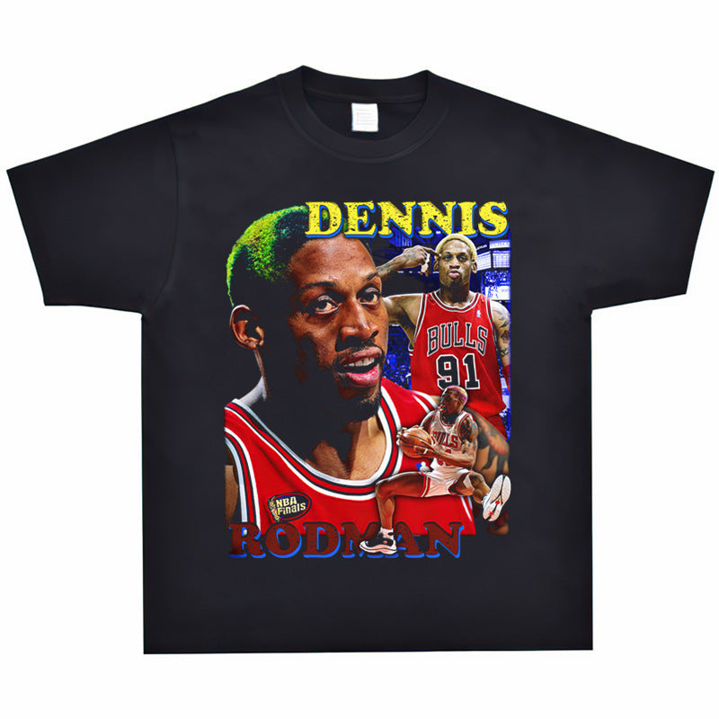 Vintage Basketball Player Print Cotton T-Shirt Colouronova