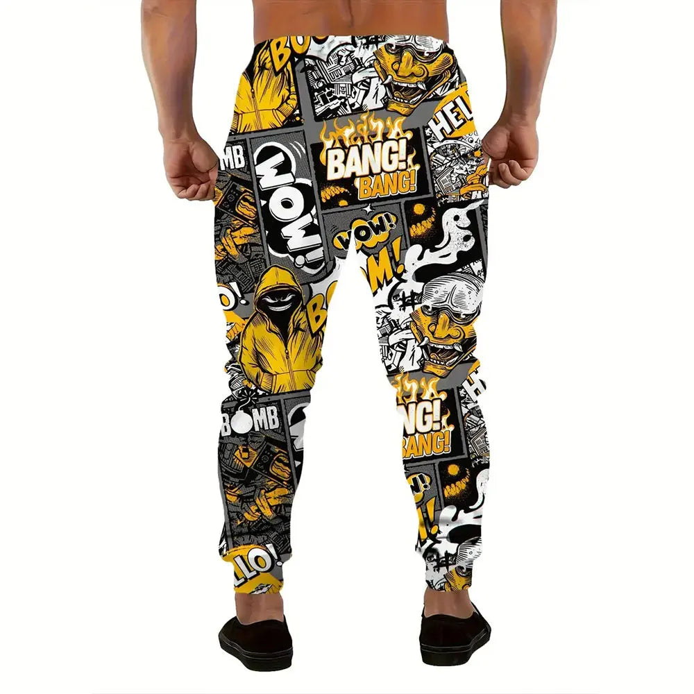 Winter New Thick Warm Pants 2026 New Fashion 3D Flame Print Sweatpants Men Large Size Loose Casual Pocket Drawstring Sweatpants - Colouronova