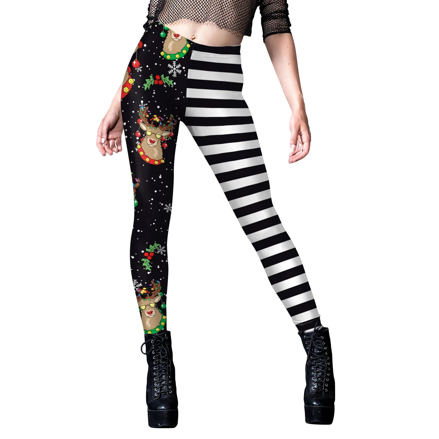 Phantasy Vintage Women Christmas Leggings Autumn Winter Women Xmas Pants Sexy Tights Trousers Festival Party Carnival Leggings - Colouronova